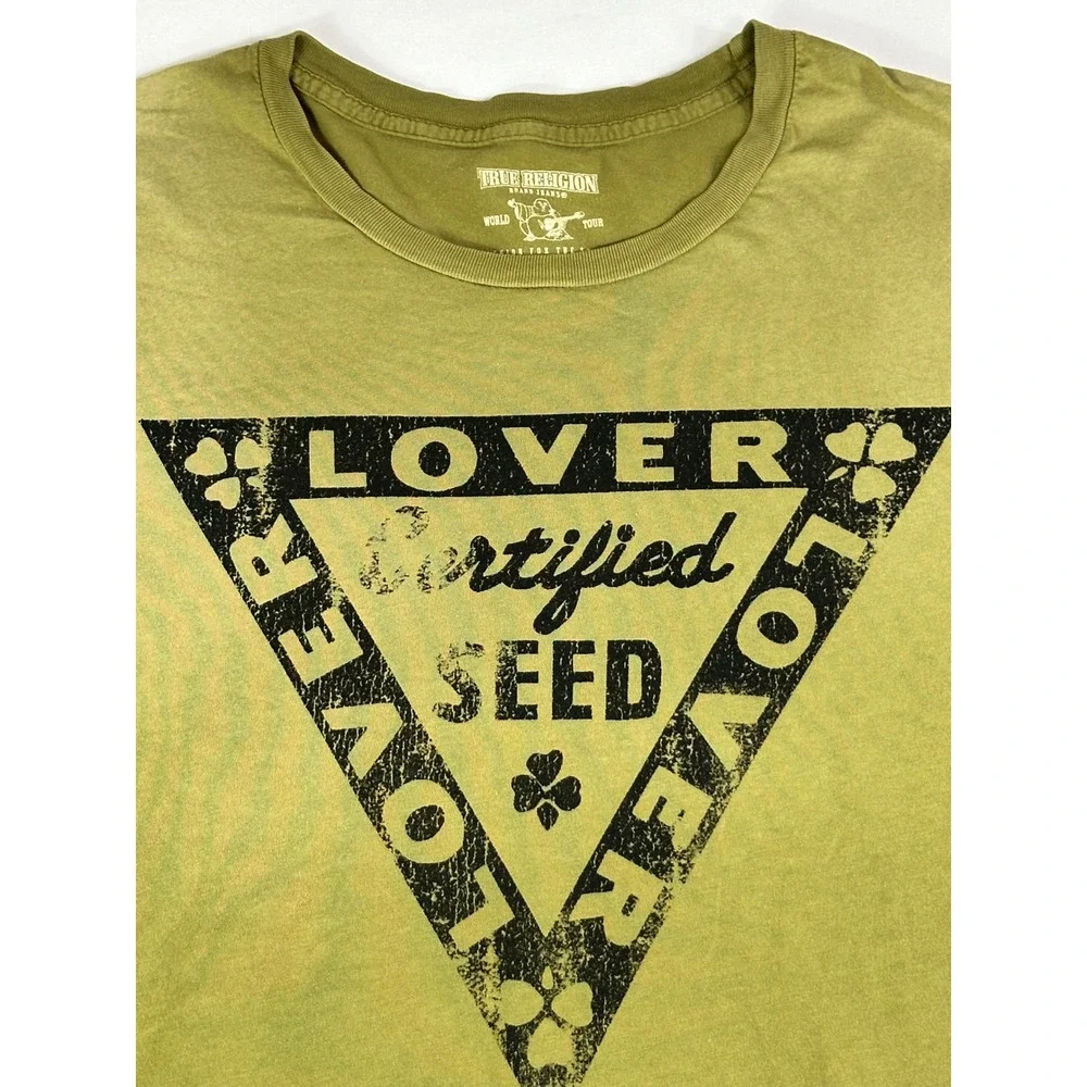 True Religion T Shirt Mens Lover‎ Certified Seed Graphic Olive Green Large